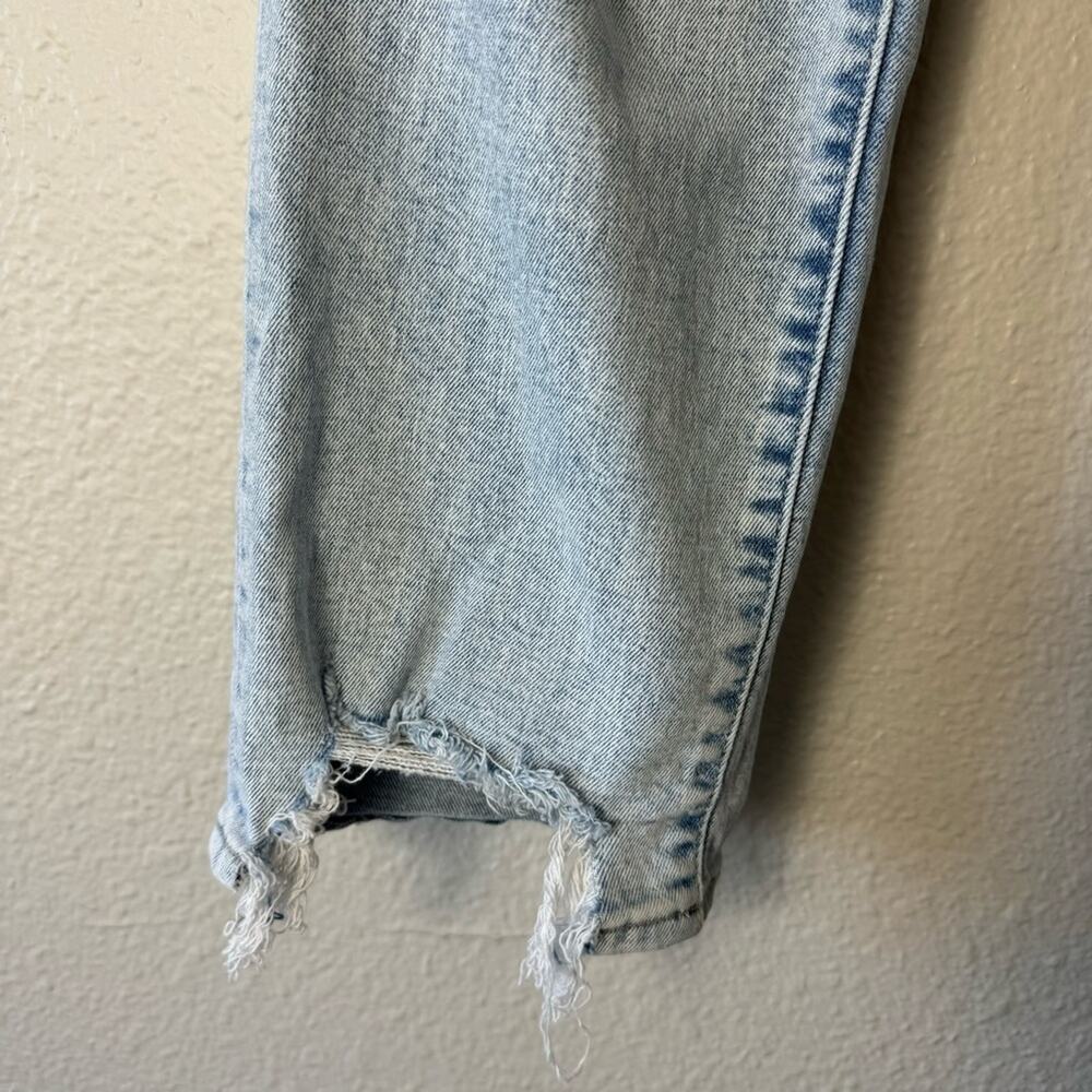 Pistola Light Wash Raw Hem Distressed Cropped Straight Leg Jeans Size 31 - Picture 5 of 9